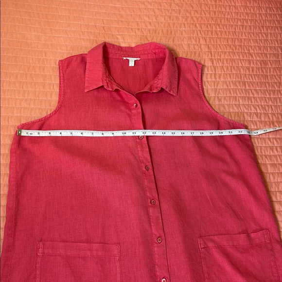 Eileen Fisher Organic Linen Collar Garment-Dyed Shirt Dress Grenadine size Large - Picture 8 of 12